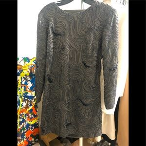 Gray Gunmetal backless Beaded Dress